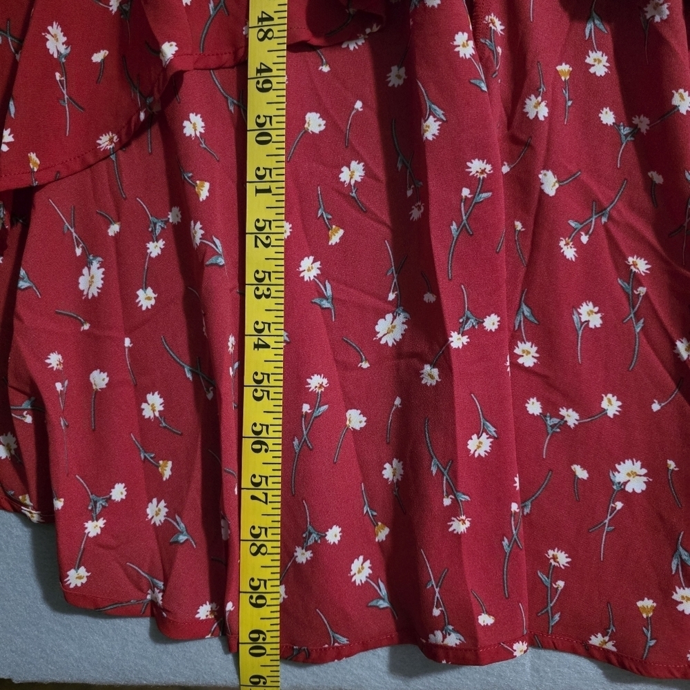 NWT If By Sea Anthropologie Red Floral Off The Shoulder Maxi Dress Size Medium - Picture 3 of 10